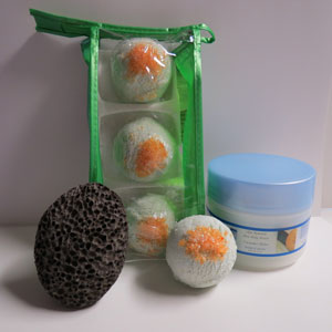 Bubble Bath Truffles (3 per pack), and Shea Body Butter (8 oz) and Pumice Stone